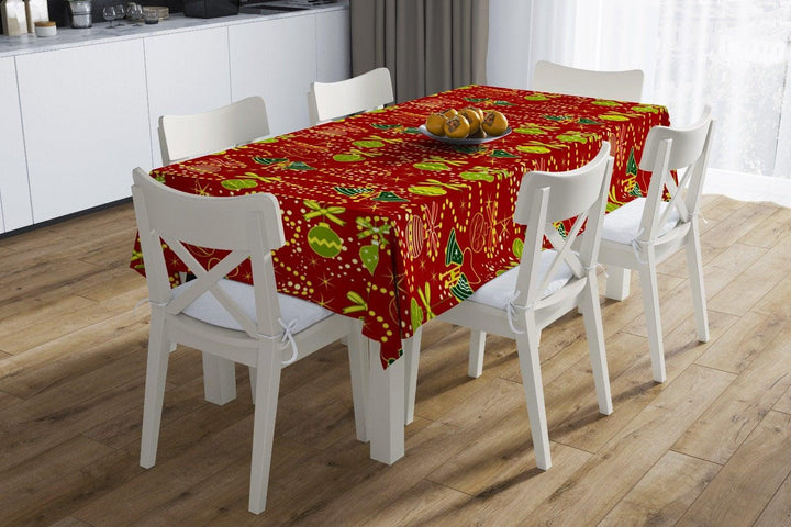 Christmas Table Cloths|Rectangle Home Decor Table Cloth|Housewarming Xmas Table Cover|Snowman and Xmas Bell Table Decor|Outdoor Table Cloth