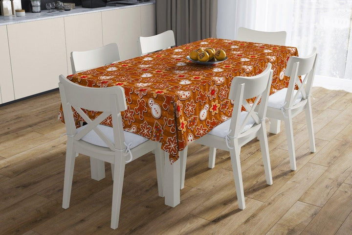 Christmas Table Cloths|Rectangle Home Decor Table Cloth|Housewarming Xmas Table Cover|Snowman and Xmas Bell Table Decor|Outdoor Table Cloth