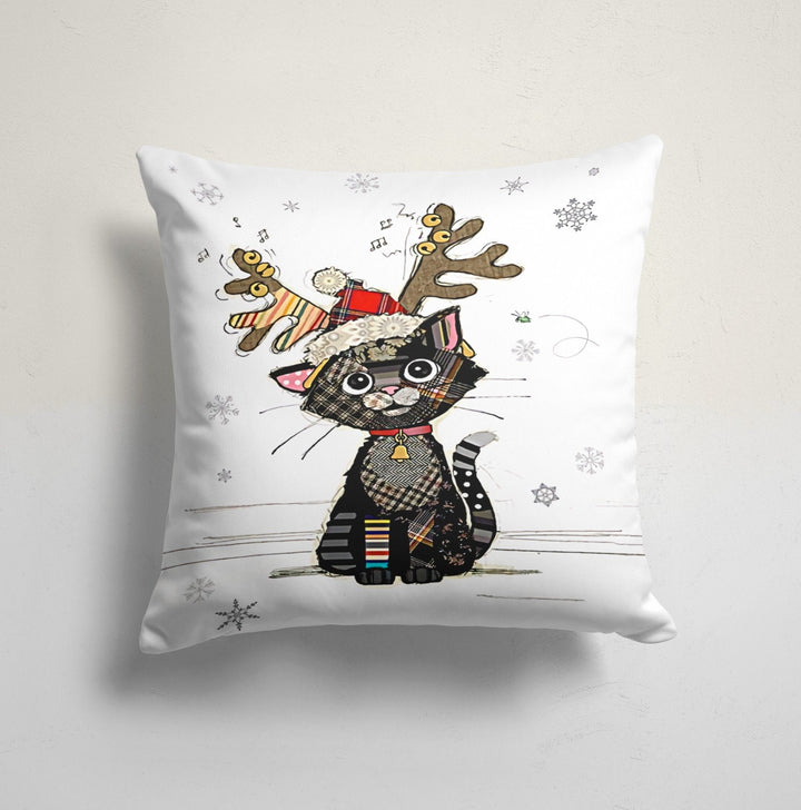 Winter Animals Pillow Cover|Cute Cat and Dog Print Throw Pillow Case|Animals and Winter Themed Cushion|Decorative Farmhouse Style Pillow Top