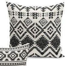 Set of 4 Scandinavian Pillow Covers and 1 Table Runner|Southwestern Home Decor|Decorative Rug Design Tablecloth|Aztec Cushion and Runner Set