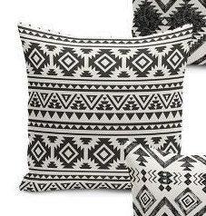 Set of 4 Scandinavian Pillow Covers and 1 Table Runner|Southwestern Home Decor|Decorative Rug Design Tablecloth|Aztec Cushion and Runner Set