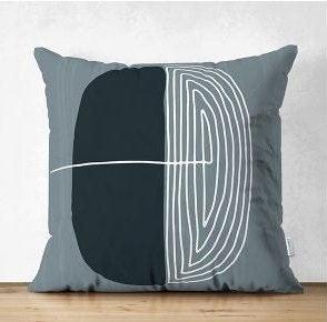 Set of 4 Abstract Pillow Covers|Onedraw Pillow Cover|Black Gray Cushion Cover|Geometric Outdoor Pillow Top|Decorative Throw Pillow Sham