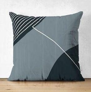 Set of 4 Abstract Pillow Covers|Onedraw Pillow Cover|Black Gray Cushion Cover|Geometric Outdoor Pillow Top|Decorative Throw Pillow Sham