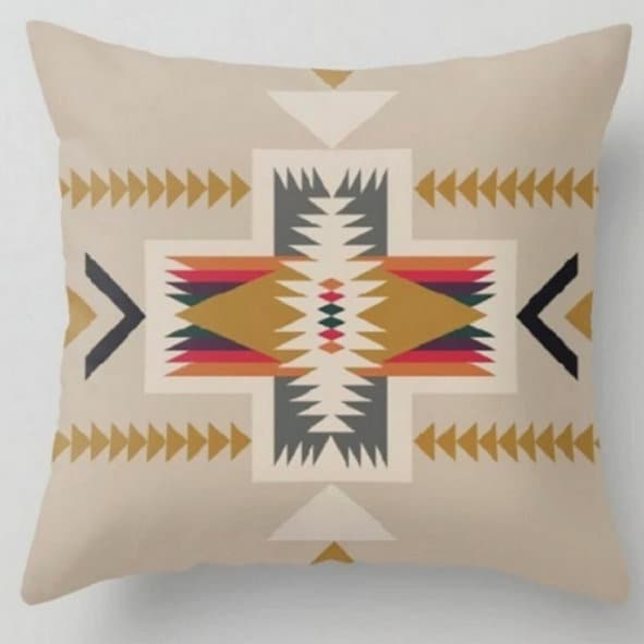 Worn Looking Rug Design Pillow Cover|Southwestern Cushion Case|Aztec Print Ethnic Rustic Home Decor|Native American Style Throw Pillow Top