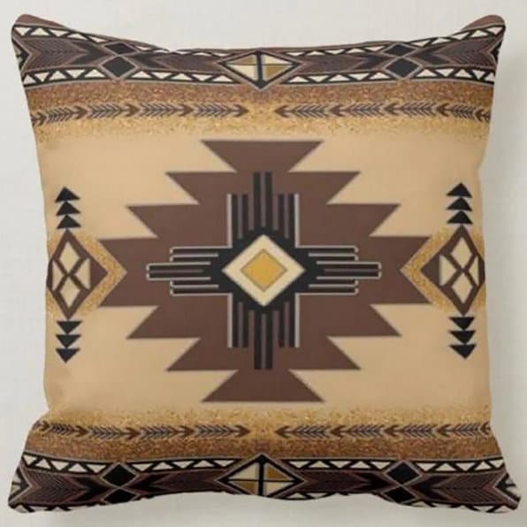 Worn Looking Rug Design Pillow Cover|Southwestern Cushion Case|Aztec Print Ethnic Rustic Home Decor|Native American Style Throw Pillow Top