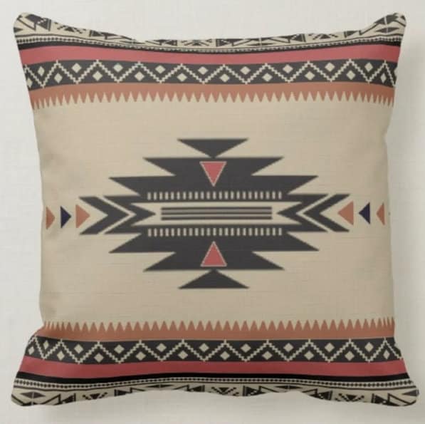 Worn Looking Rug Design Pillow Cover|Southwestern Cushion Case|Aztec Print Ethnic Rustic Home Decor|Native American Style Throw Pillow Top