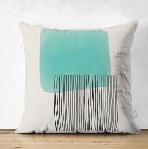 Set of 4 Abstract Pillow Covers|Turquoise and Gray Pillow Cover|Geometric Pillow Case|Outdoor Cushion Cover|Decorative Throw Pillow Case Set