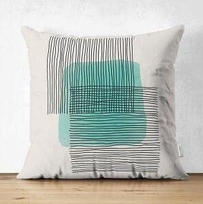 Set of 4 Abstract Pillow Covers|Turquoise and Gray Pillow Cover|Geometric Pillow Case|Outdoor Cushion Cover|Decorative Throw Pillow Case Set