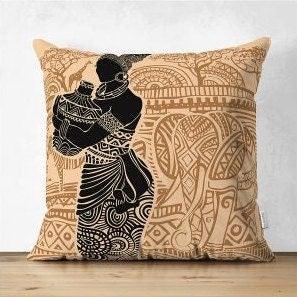 Set of 4 African Women Pillow Covers|Ethnic Print Pillow Cover|Tribal Pillow Cover Set|Authentic African Beauty Pillow Top|Throw Pillow Case