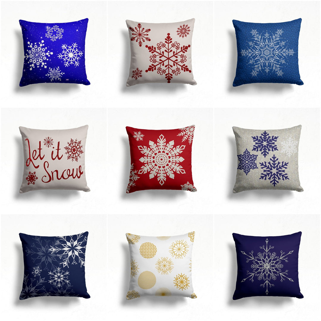 Snowflake Pillow Cover|Christmas Home Decor|Decorative Winter Pillow Case|Xmas Throw Pillow|Geometric Winter Trend Outdoor Pillow Cover