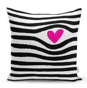 Set of 4 Valentine's Day Pillow Covers|Pink Heart and Black Stripes Home Decor|I Love You Print Throw Pillow Top|Pillow Gift for Girlfriend