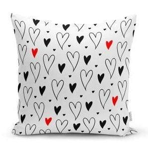 Set of 4 Valentine's Day Pillow Covers|Heart Print Home Decor|I Love to the Moon and Back Cushion Case|Red Black Love Decor|Throw Pillow Top