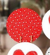 Valentine's Day Placemat|Set of 6 Love Supla Table Mat|Red Heart Round Dining Underplate|Romantic Kitchen Decor|Coaster Gift for Girlfriend