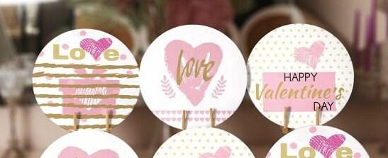 Valentine's Day Placemat|Set of 6 Love Print Supla Table Mat|Heart and Gift Box Round Dining Underplate|Romantic Home Decor|Gift for Women