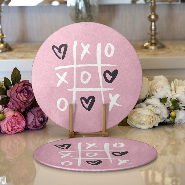 Valentine's Day Placemat|Set of 2 Pink Supla Table Mat|Romantic Round American Service Dining Underplate|Love Coasters|Gift for Girlfriend