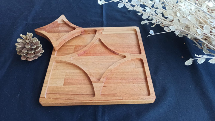 Wooden Snack and Breakfast Plate|Divided Serving Tray|Kitchen Room Decor|Custom Table Decor|Plate Set with Section|Housewarming Gift For Her