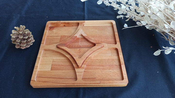 Wooden Snack and Breakfast Plate|Divided Serving Tray|Kitchen Room Decor|Custom Table Decor|Plate Set with Section|Housewarming Gift For Her