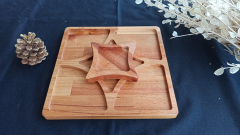 Wooden Snack and Breakfast Plate|Divided Serving Tray|Kitchen Room Decor|Custom Table Decor|Plate Set with Section|Housewarming Gift For Her