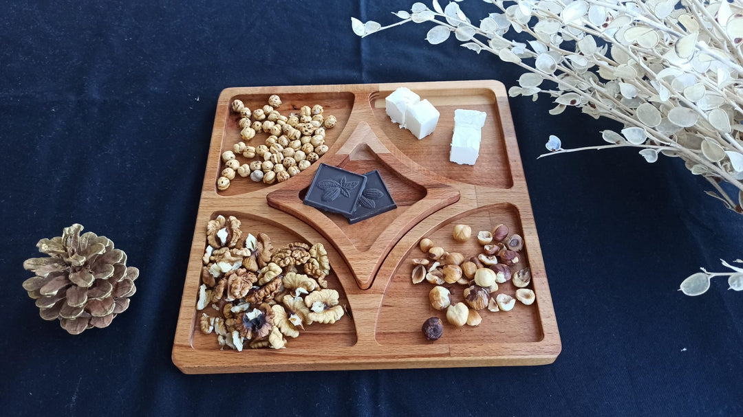 Wooden Snack and Breakfast Plate|Divided Serving Tray|Kitchen Room Decor|Custom Table Decor|Plate Set with Section|Housewarming Gift For Her