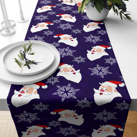 Santa Claus Table Runner|Christmas Table Decor|Santa and Snowman Table Centerpiece|Snowflale Xmas Home Decor|Winter Trend Red/BlueTablecloth