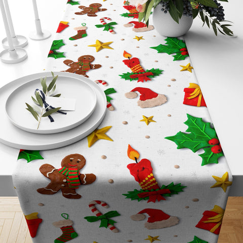 Christmas Table Runner|Winter Trend Table Runner|Xmas Kitchen and Home Decor|Xmas Stocking Table Decor|Decorative Xmas Themed Tablecloth