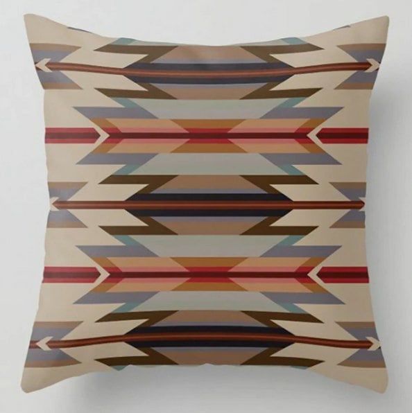 Worn Looking Rug Design Pillow Cover|Southwestern Cushion Case|Aztec Print Ethnic Rustic Home Decor|Native American Style Throw Pillow Top