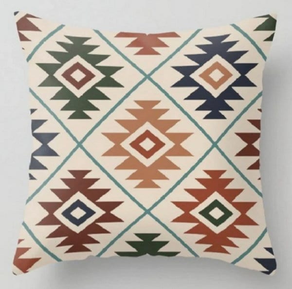 Worn Looking Rug Design Pillow Cover|Southwestern Cushion Case|Aztec Print Ethnic Rustic Home Decor|Native American Style Throw Pillow Top