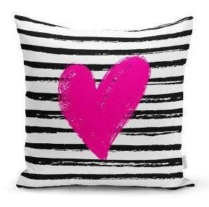 Set of 4 Valentine's Day Pillow Covers|Pink Heart and Black Stripes Home Decor|I Love You Print Throw Pillow Top|Pillow Gift for Girlfriend