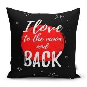 Set of 4 Valentine's Day Pillow Covers|Heart Print Home Decor|I Love to the Moon and Back Cushion Case|Red Black Love Decor|Throw Pillow Top