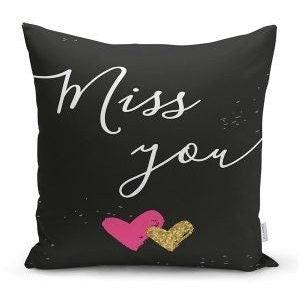 Set of 4 Valentine's Day Pillow Covers|Gold Pink Heart Print Cushion Case|I Love You Pillow Top|Be Mine Throw Pillow|Black Gold Love Decor