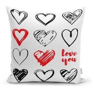 Set of 4 Valentine's Day Pillow Covers|Love Heart Home Decor|Happy Valentine's Day Cushion|Love You Throw Pillow Top|Gift for Girlfriend