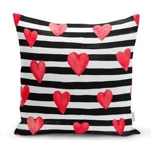 Set of 4 Valentine's Day Pillow Covers|Striped Heart Print Home Decor|All You Need is Love Cushion Case|Love Throw Pillow Top|Gift for Women