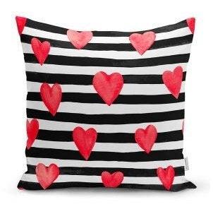 Set of 4 Valentine's Day Pillow Covers|Striped Heart Print Home Decor|All You Need is Love Cushion Case|Love Throw Pillow Top|Gift for Women