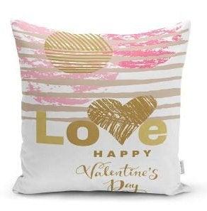 Set of 4 Valentine's Day Pillow Covers|Gold Pink Love Decor|Happy Valentine's Day Cushion Case|Love Throw Pillow Top|Gift for February 14