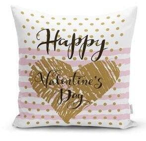 Set of 4 Valentine's Day Pillow Covers|Gold Pink Love Decor|Happy Valentine's Day Cushion Case|Love Throw Pillow Top|Gift for February 14