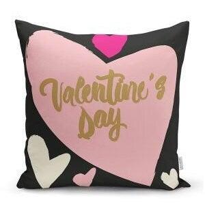 Set of 4 Valentine's Day Pillow Covers|Pink Heart Cushion|Thinking of You Decor|Be Mine Throw Pillow Top|Love You Print Fiance Gift For Her