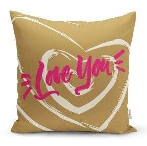 Set of 4 Valentine's Day Pillow Covers|Pink Heart Cushion|Thinking of You Decor|Be Mine Throw Pillow Top|Love You Print Fiance Gift For Her