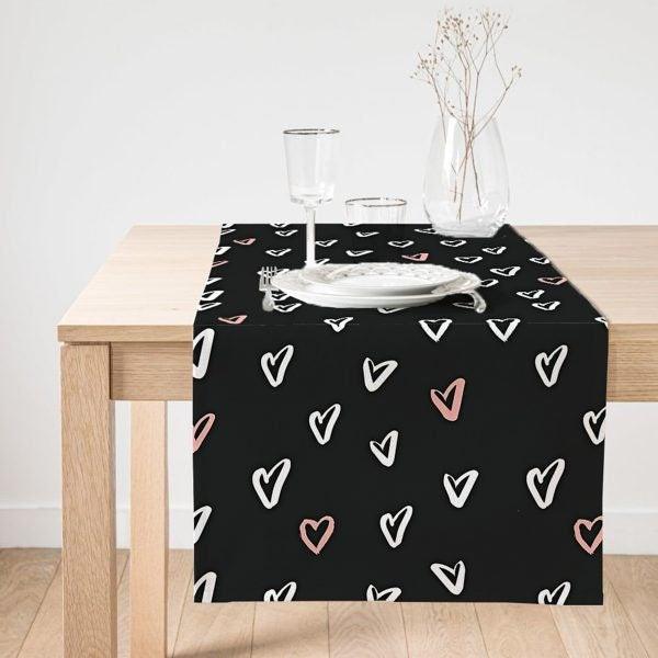 Valentine's Day Table Runner|Love Table Top|February 14 Home Decor|Heart Print Romantic Kitchen Table Decor|Gift Tablecloth for Sweetheart