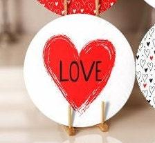 Valentine's Day Placemat|Set of 6 Love Supla Table Mat|Red Heart Round Dining Underplate|Romantic Kitchen Decor|Coaster Gift for Girlfriend