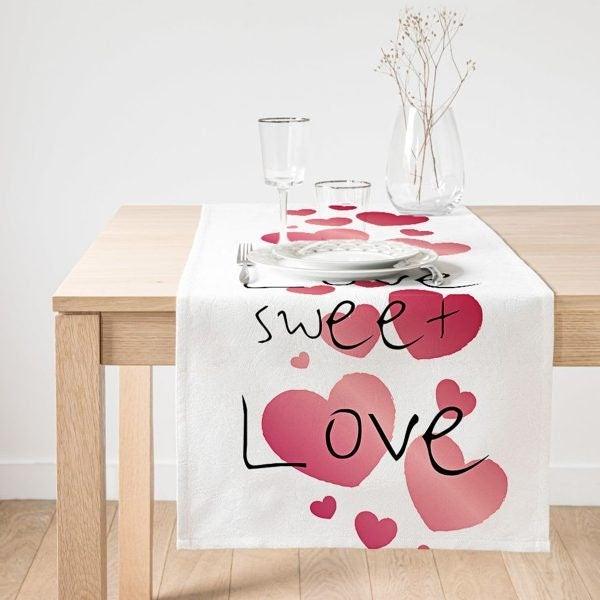 Valentine's Day Table Runner|Sweet Love Table Top|February 14 Home Decor|Romantic Heart Kitchen Table Decor|Gift Tablecloth for Sweetheart