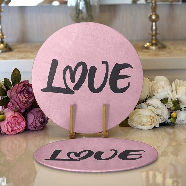 Valentine's Day Placemat|Set of 2 Pink Supla Table Mat|Romantic Round American Service Dining Underplate|Love Coasters|Gift for Girlfriend