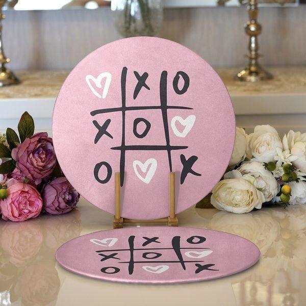 Valentine's Day Placemat|Set of 2 Pink Supla Table Mat|Romantic Round American Service Dining Underplate|Love Coasters|Gift for Girlfriend