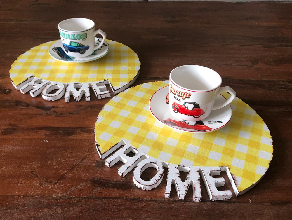 Coffee Break Coaster Set of 2|Wooden Coffee Serving Tray|Coffee Presentation Board|Coffee Time Tea Plate|Natural Wood Housewarming Gift