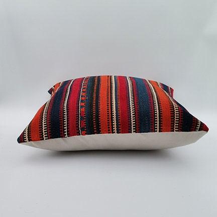 Vintage Kilim Pillow Cover|Striped Turkish Kilim Cushion Case|Traditional Antique Throw Pillow|Boho Bedding Decor|Handwoven Rug Decor 16x16