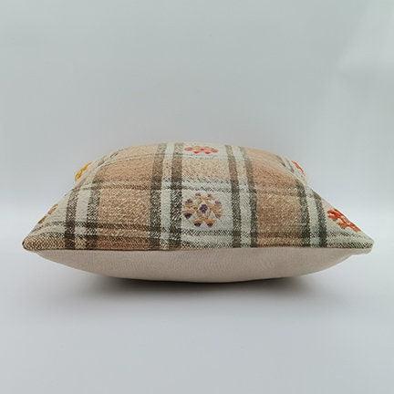 Vintage Kilim Pillow Cover|Turkish Kelim Cushion Case|Antique Anatolian Throw Pillow Top|Boho Bedding Decor|Handwoven Rug Cushion Case 16x16