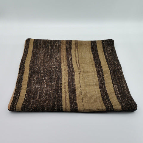 Vintage Kilim Pillow Cover|Turkish Kelim Cushion Case|Antique Anatolian Throw Pillowcase|Striped Rug Pillow|Handwoven Rug Cushion 16x16