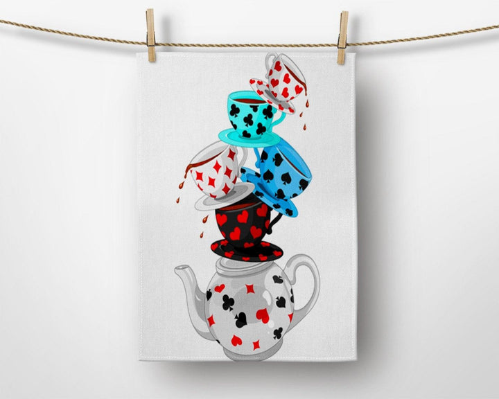 Decorative Tea Towel|Kitchen Utensil Towel|Tea Cup Kitchen Towel|Tea Riffic Times Print Towel|Housewarming Cat and Fish Print Dishcloth