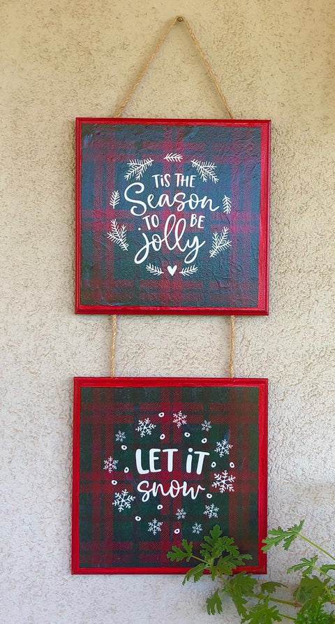 Set of 2 Hand Painted Boards|Wooden Decor|Snow Board Decor|New Year Gift|Wall Hangings|Unique Christmas Gift|Wood Art|Housewarming Gift