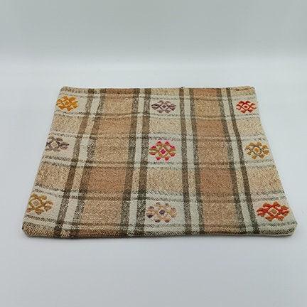 Vintage Kilim Pillow Cover|Turkish Kelim Cushion Case|Antique Anatolian Throw Pillow Top|Boho Bedding Decor|Handwoven Rug Cushion Case 16x16