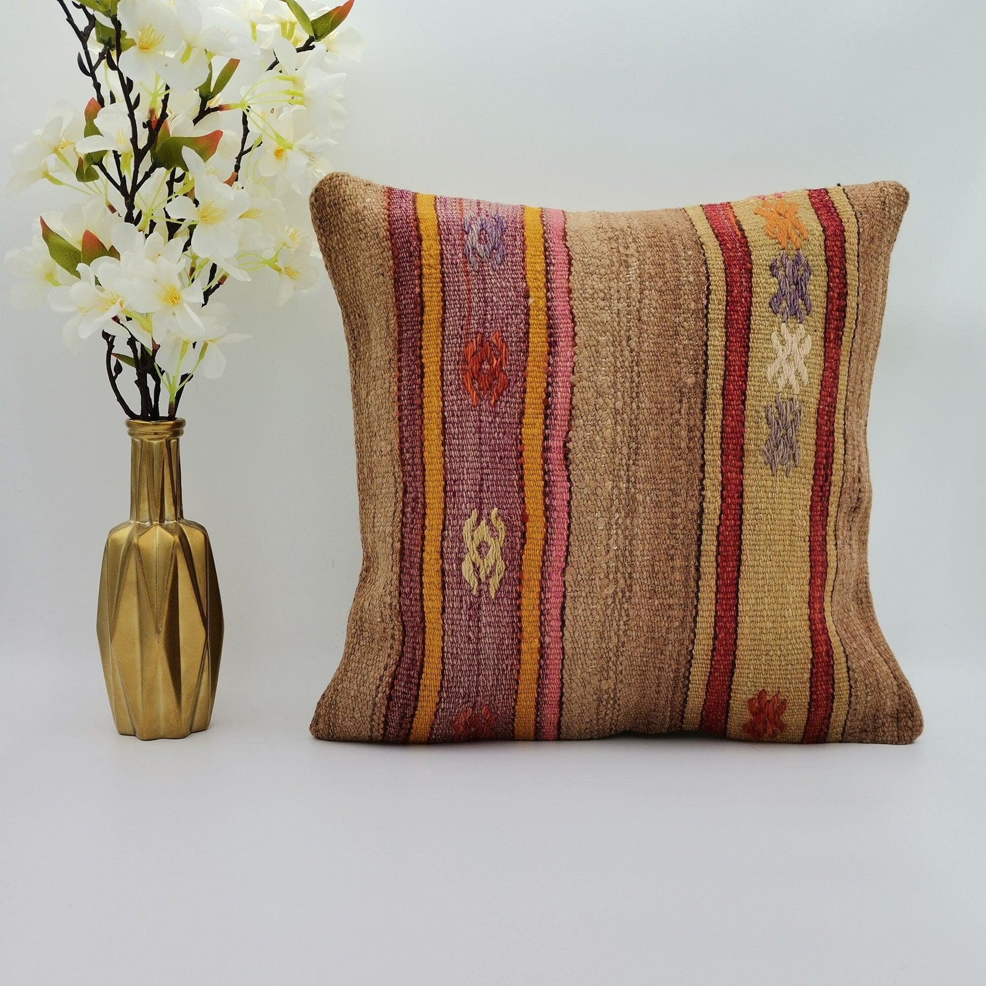 Turkısh Kilim 2024 Pillow ,36x36 Inches,Pillow Rug,Cushion Cover Pillow ,Hand Made Flor Pillow,Pillows,Decor Pillow Hemp Pillow faded pillow